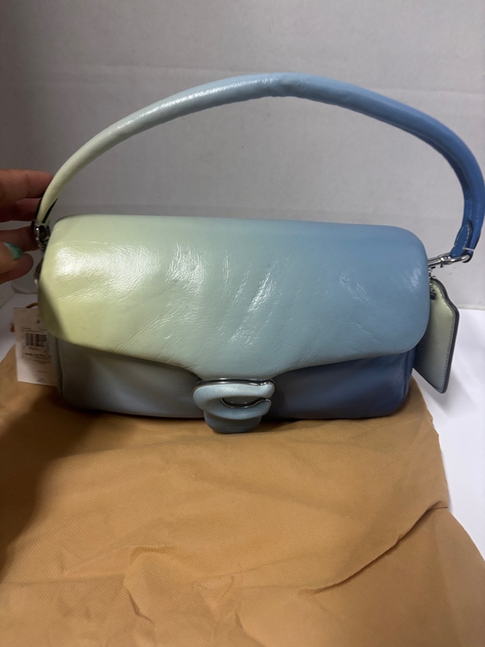 Coach ombré  pillow Tabby #26 Leather  Blue and Yellow Hand Bag